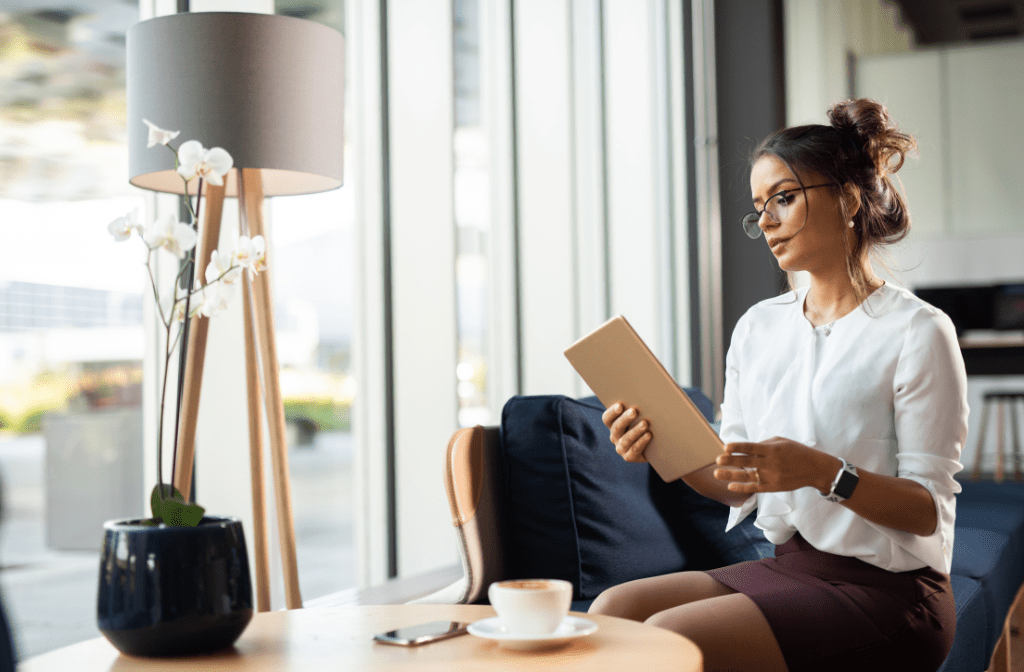 Woman looking for Menopause Service Provider On an Ipad