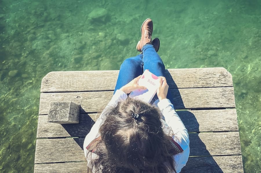woman relaxing near the water